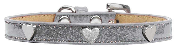 Silver Heart Widget Dog Collar Silver Ice Cream Size 20